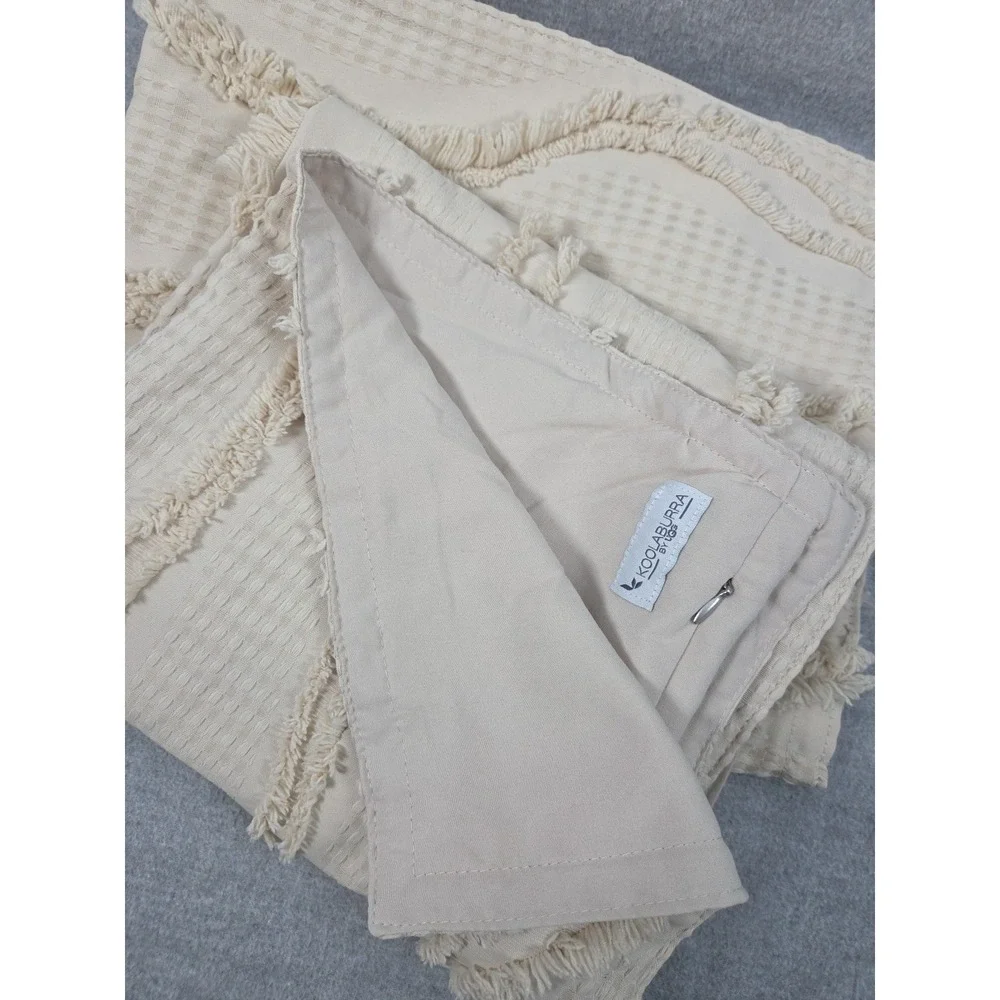 Koolaburra by UGG Standard Pillow Sham Set Beige Shag Ruffle Textured Zip Boho